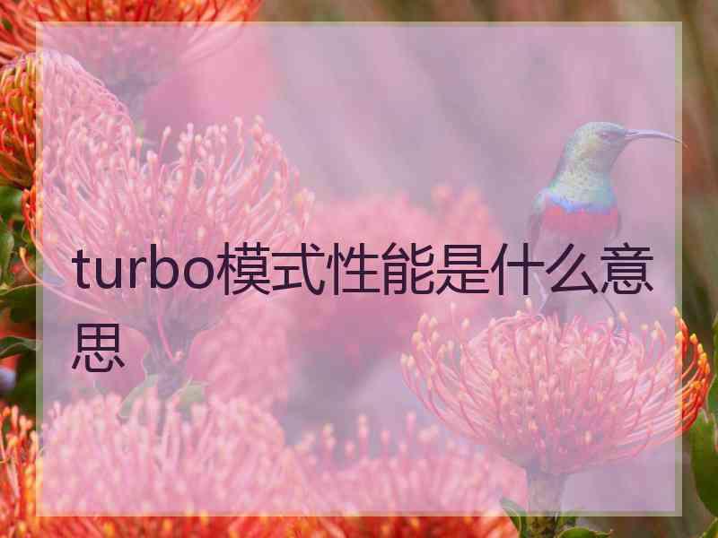 turbo模式性能是什么意思